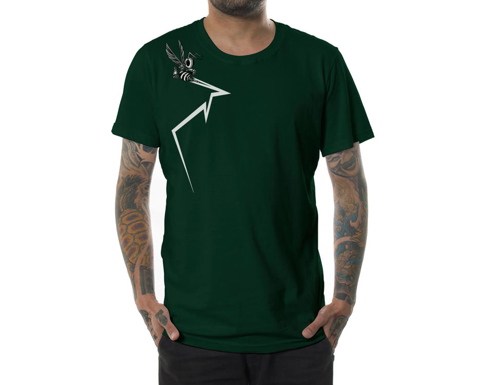 man׳s t-shirt in dark green with a psychedelic print 